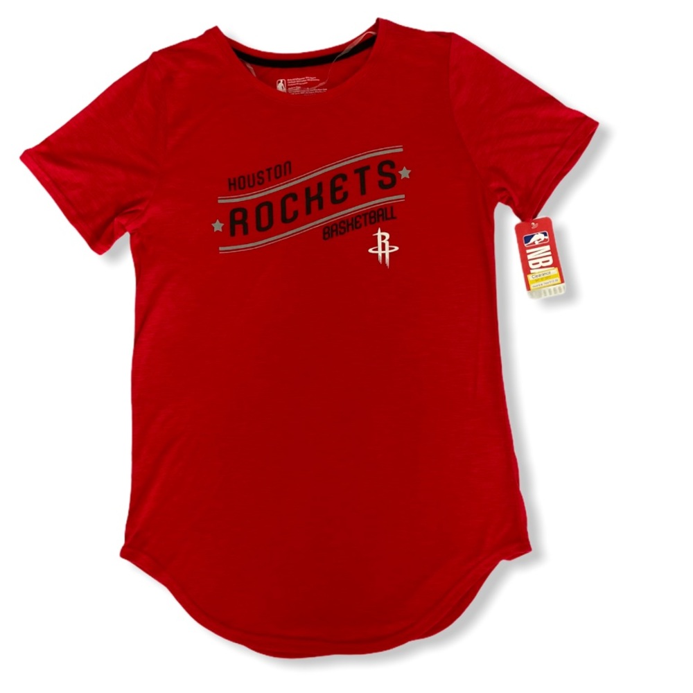 NBA Houston Rockets Red Crewneck Thin Tee Shirt